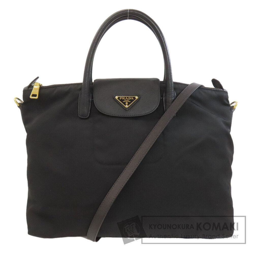 Prada Tessuto Leather tote Shoulder bag black